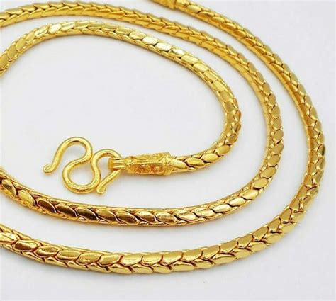 Necklace Gold Chain 22K 23K 24K Thai Baht Yellow Gold Plated Etsy