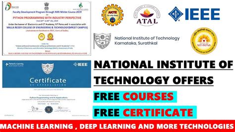 Nit Free Courses With Free Certificate Machine Learning Deep