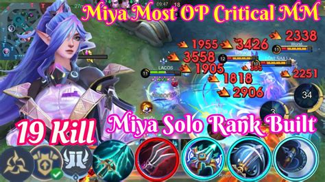 Kills Miya Solo Rank Mythic Glory Miya Gold Lanner Boss