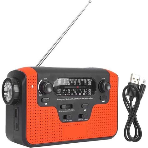 Radio Plastique Solaire Portable Manivelle Multibande Am Fm Sw Carte