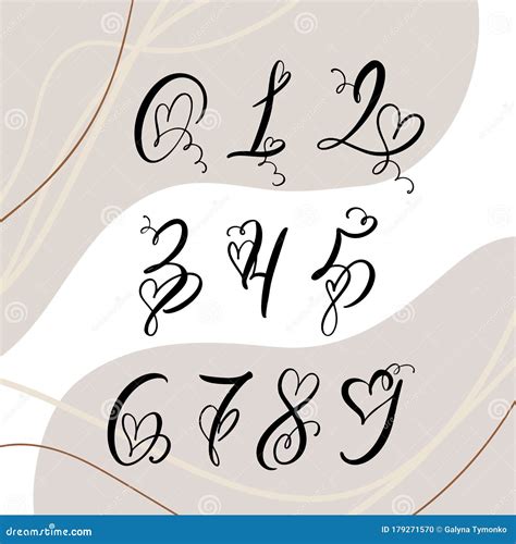 Handwritten Heart Calligraphy Monogram Numbers Valentine Cursive Font