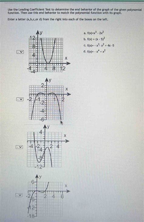 Use The Leading Coefficient Test To Determine The End Behavior Of The Graph Of The Given P Math