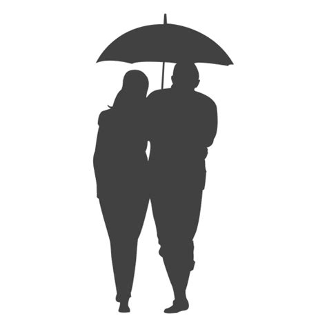 Couple Under Umbrella Silhouette Cutout