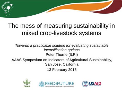 Pdf The Mess Of Measuring Sustainability In Mixed Crop Livestock