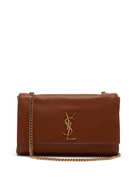 Saint Laurent Kate Reversible Leather And Suede Shoulder Bag In Brown