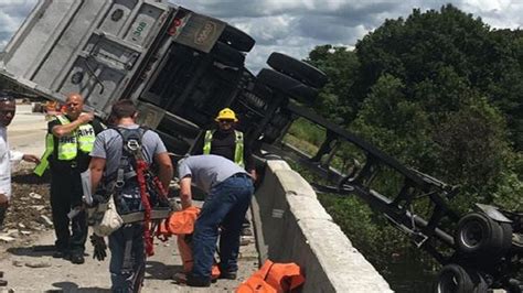 Part Of Dump Truck Hangs Off I 75 Overpass After Crash In Sumter