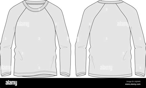 Long Sleeve Raglan T Shirt Technical Fashion Flat Sketch Vector