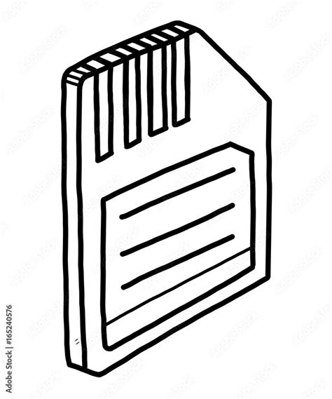 memory card / cartoon vector and illustration, black and white, hand ...