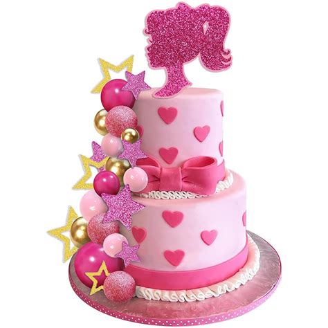 Snapklik PCS Hot Pink Girl Cake Topper Balls Cake Decorations