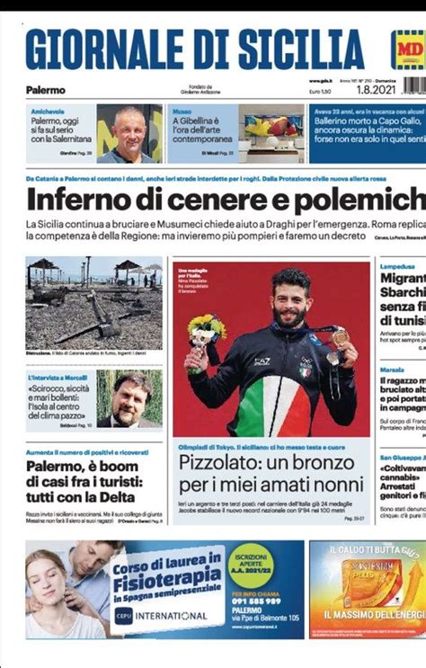 Prima Pagina Giornale Di Sicilia Palermo Oggi Si Fa Sul Serio Con