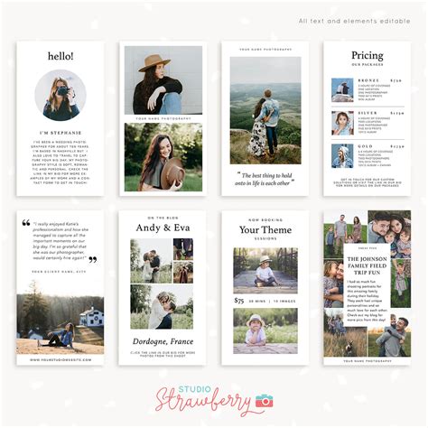 Instagram story templates for photographers | Classic – Strawberry Kit