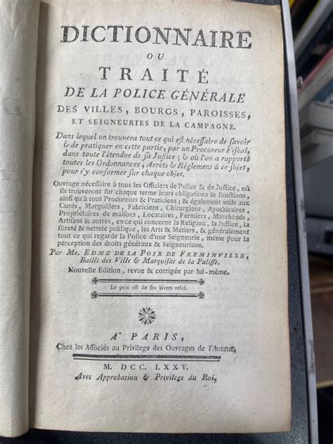 Edme De La Poix De Fr Minville Dictionnaire Ou Trait De Catawiki