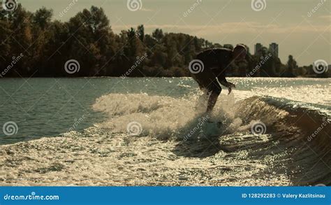 Wakeboarder Falling In Water Surfer Falling In Slow Motion Man Wake