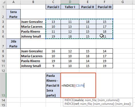 Funci N Indice En Excel Usos F Rmula O Sintaxis Y Ejemplos