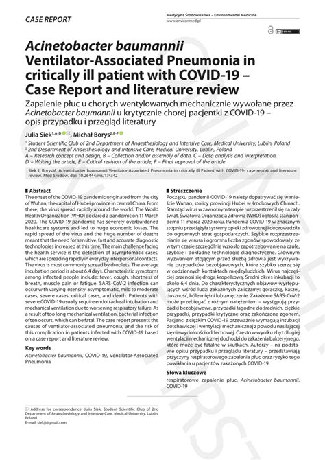 Pdf Acinetobacter Baumannii Ventilator Associated Pneumonia In