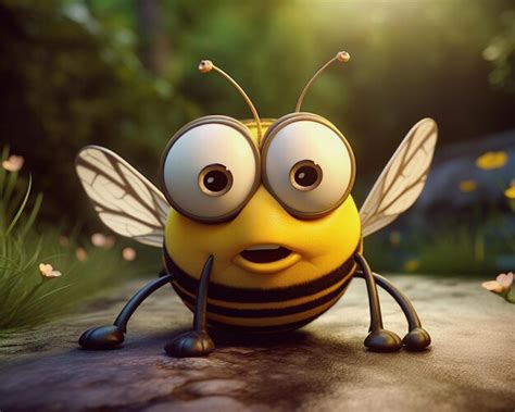 Premium Ai Image A Cartoon Bee With Big Eyes And A Big Smile On His Face