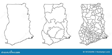 Regiones Administrativas Del Mapa De Esquema De Ghana Ilustración Del