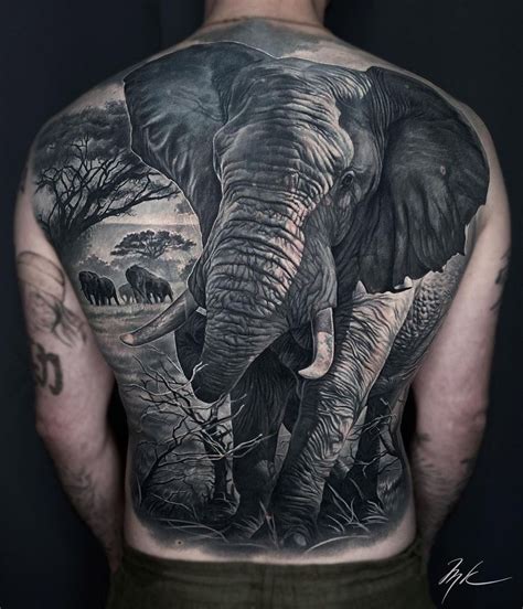 Tribal Elephant Tattoo On Back