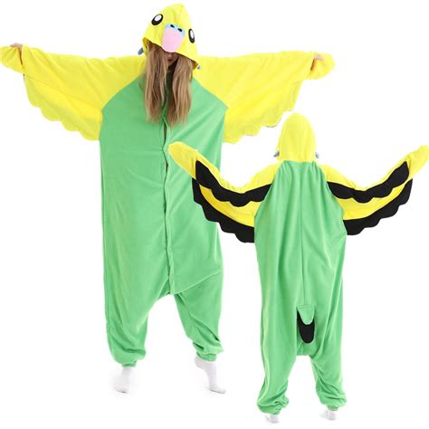 Green Parrot Onesie Pajamas for Adult Animal Onesies Halloween Costumes ...