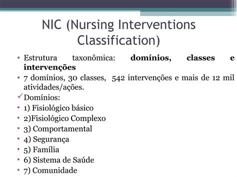 Diagnósticos de Enfermagem Uso das Taxonomias NANDA NIC NOC e CIPE