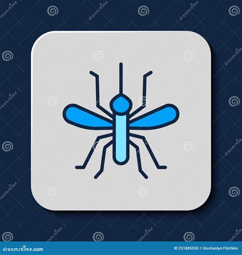 Icono De Mosquito Con Contorno Relleno Aislado En Fondo Azul Vector