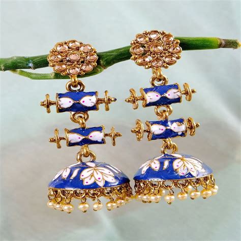 Crunchy Fashion Long Gold Plated Royal Rajasthani Design Double Step