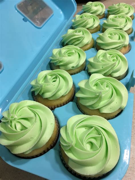 Pale Green Rosette Cupcakes