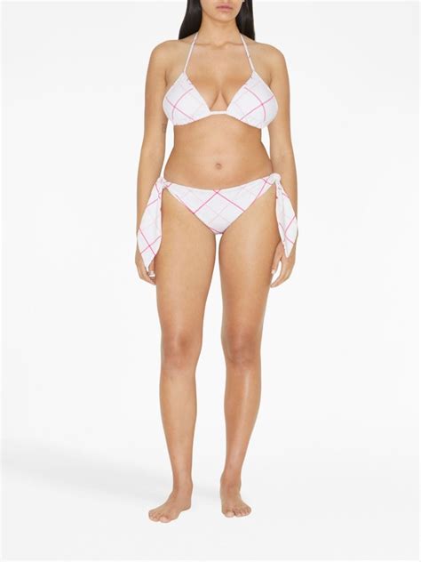 Burberry Check Stretch Nylon Triangle Bikini In Bubblegum ModeSens