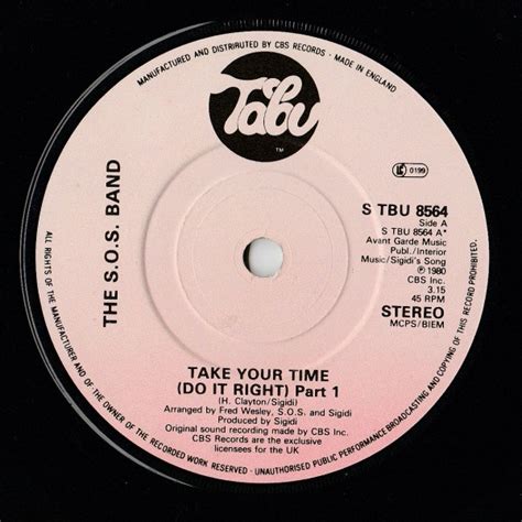 The S.O.S. Band – Take Your Time (Do It Right) (1980, Vinyl) - Discogs