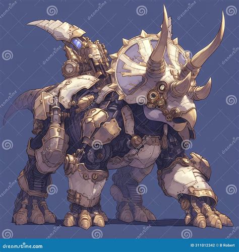 Steampunk Triceratops - the Future of Prehistoric Creatures Stock