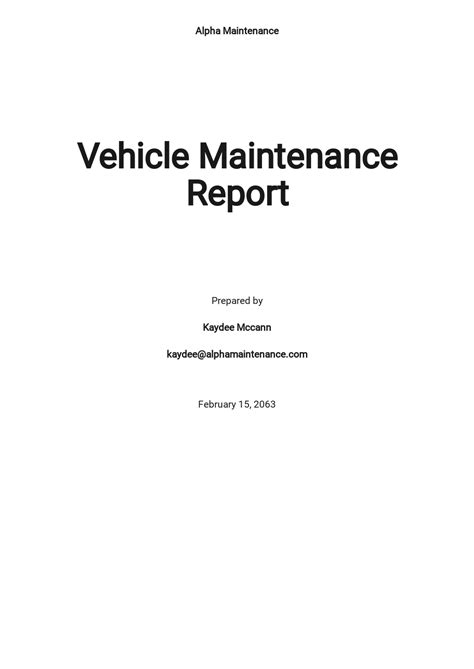 Vehicle Maintenance Report Template