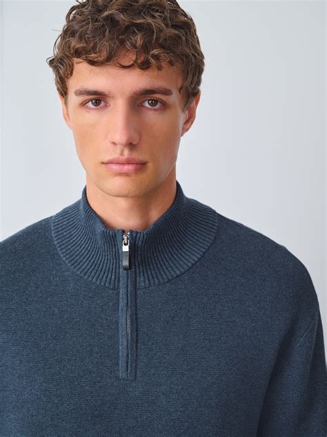 Buy Mid Blue Plain Quarter Zip Jumper from the Next UK online shop
