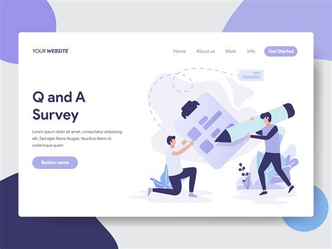 Landing Page Template Of Question And Answer Survey Illustration