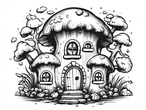 Woodland Fairy House Coloring Page Coloring Page