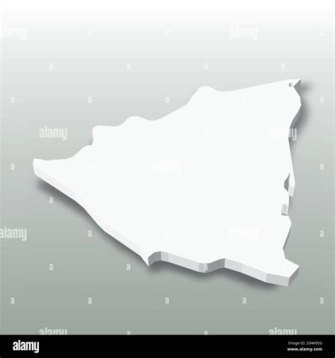 Nicaragua Mapa De Silueta Blanca De 3d Del área Del País Con Sombra