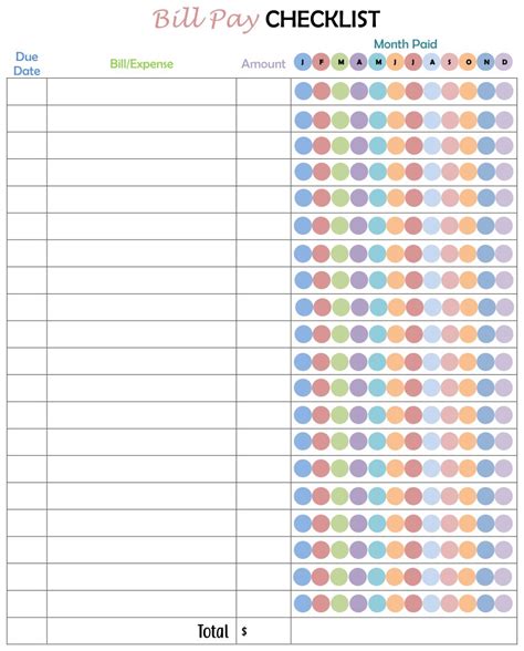 Best Free Printable Bill Payment Chart For Free At Printablee Hot Sex