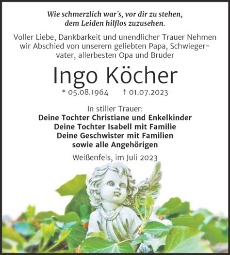 Traueranzeigen von Ingo Köcher abschied nehmen de