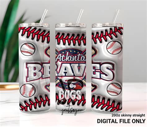 D Inflated Atlanta Braves Baseball Team Oz Tumbler Wrap