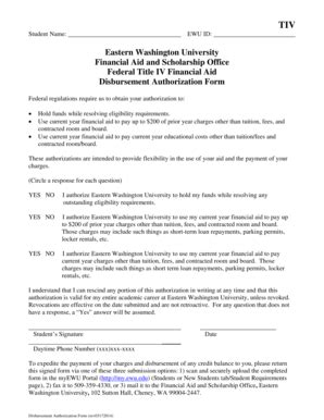 Fillable Online Ewu Disbursement Authorization Form Doc Ewu Fax Email