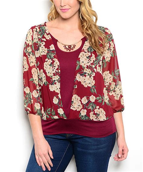 Look At This Wine Ivory Floral Blouson Top Plus On Zulily Today