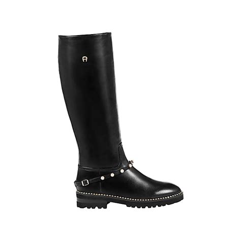 Ava Langschaftstiefel Perlen Black Schuhe Damen Aigner