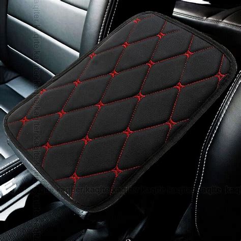 Red Line Car Auto Armrest Pad Cover Center Console Box Pu Leather