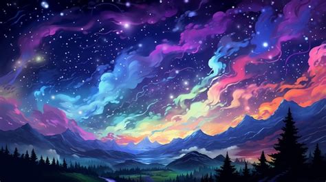 Premium AI Image Hand Drawn Beautiful Starry Sky Illustration