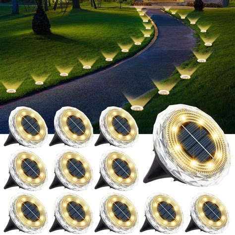 Echosari Solar Ground Lights 12 Pack Upgraded Solar Garden Lights Auto