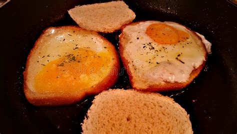 Fried Eggs With Bread Stock Image Image Of Delicious 96117781