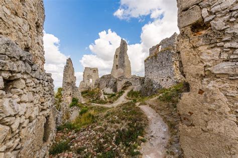 Ruins of medieval castle stock photo. Image of castle - 98511416