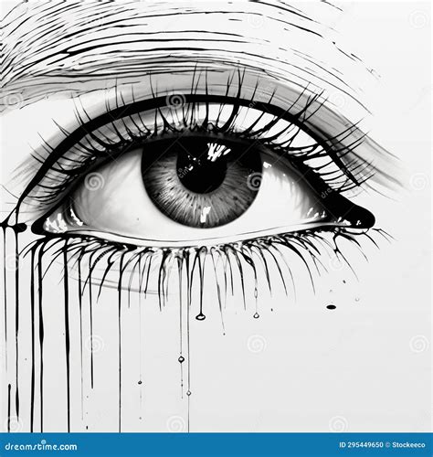 Emotional Eye A Jim Mahfood Inspired Illustration Of Tears And Realism Stock Illustration