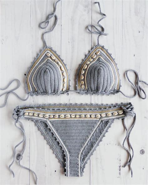 Set Bikini All Uncinetto Con Conchiglie Di Mare Costumi Etsy