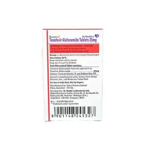 Durataf 25 Tenofovir Alafenamide 25mg At Rs 900 Bottle Tenofovir