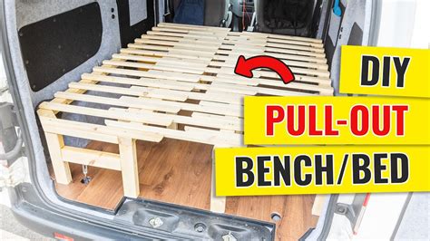 Unique Diy Pullout Van Bench Bed With Storage In 3 Sections Youtube